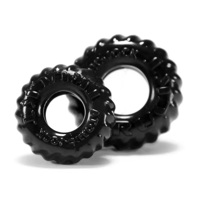 2 piece black silicone cockring set for men