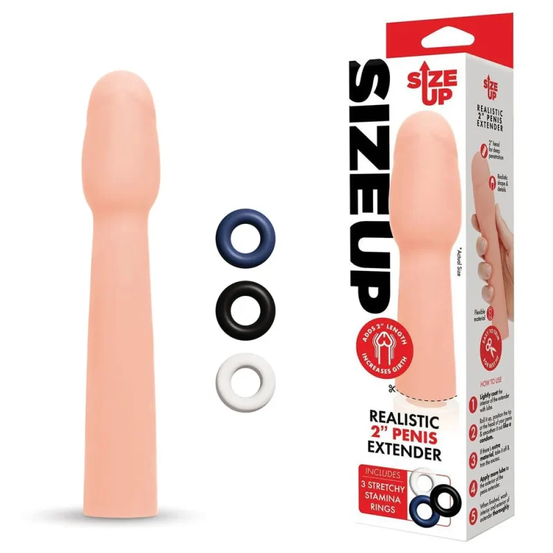 2 realistic penis extender sleeve flesh