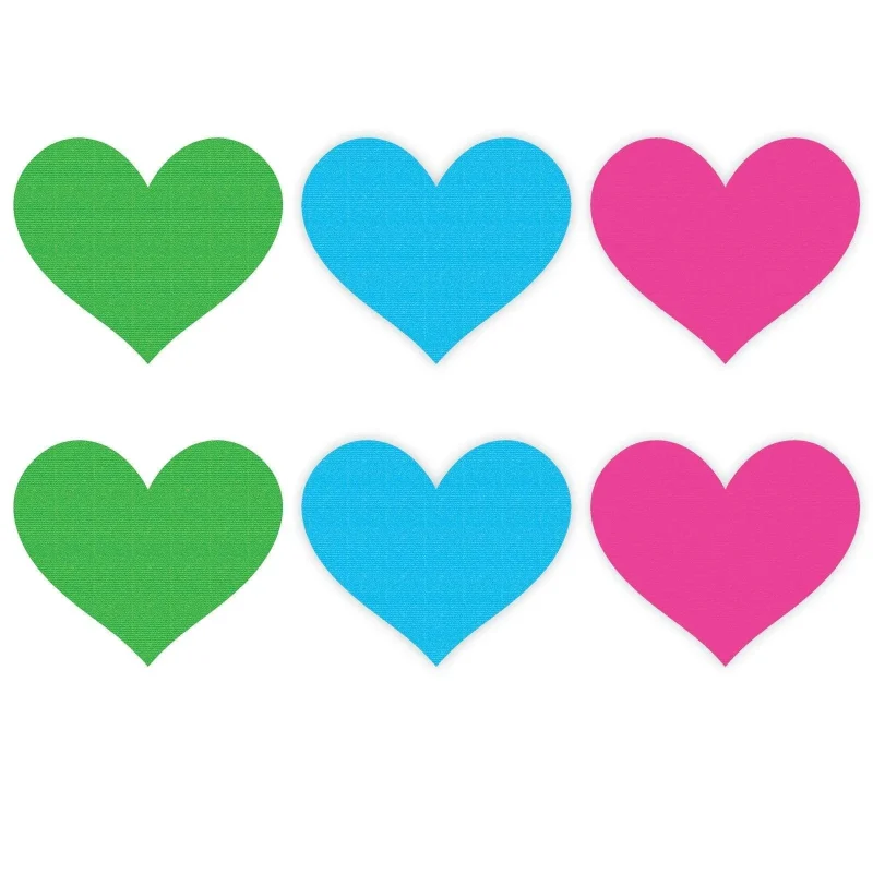 3 pack neon heart pasties green blue pink