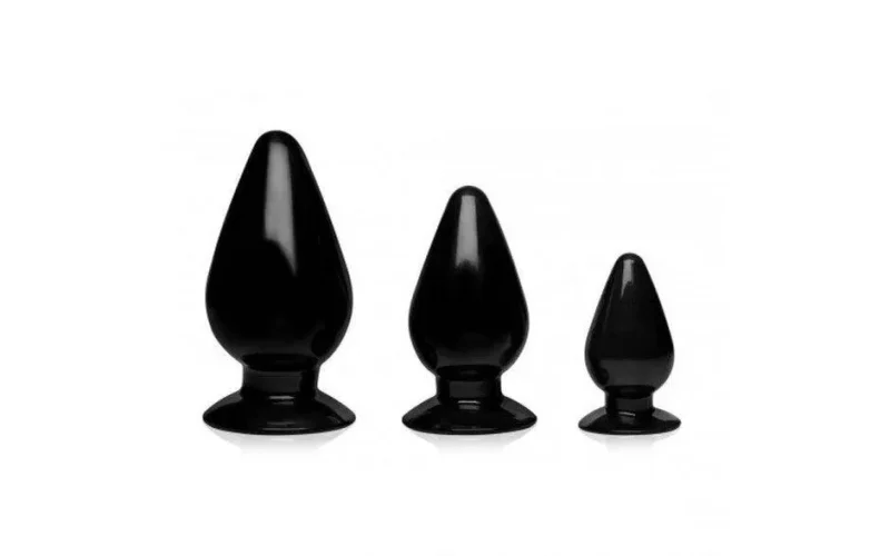 3 piece black anal plug set for beginners