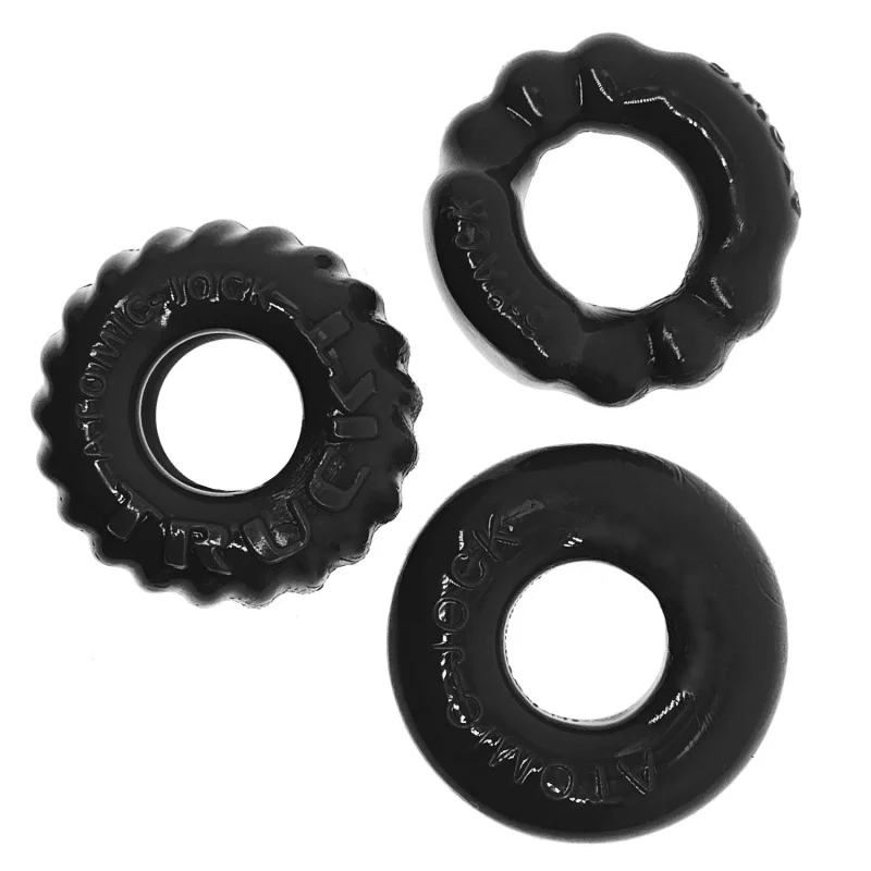 3 piece black cockring set bonemaker