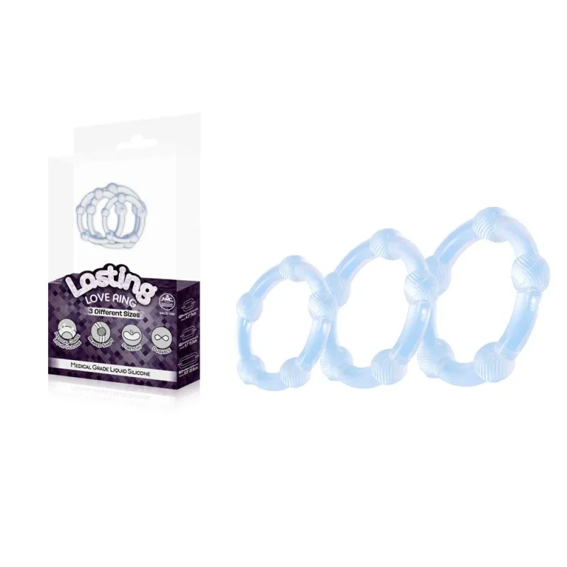 3 piece clear beaded cock ring set 3 sizes for lasting love