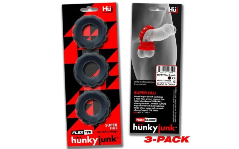 3 piece super hunkyjunk cockrings set tar ice