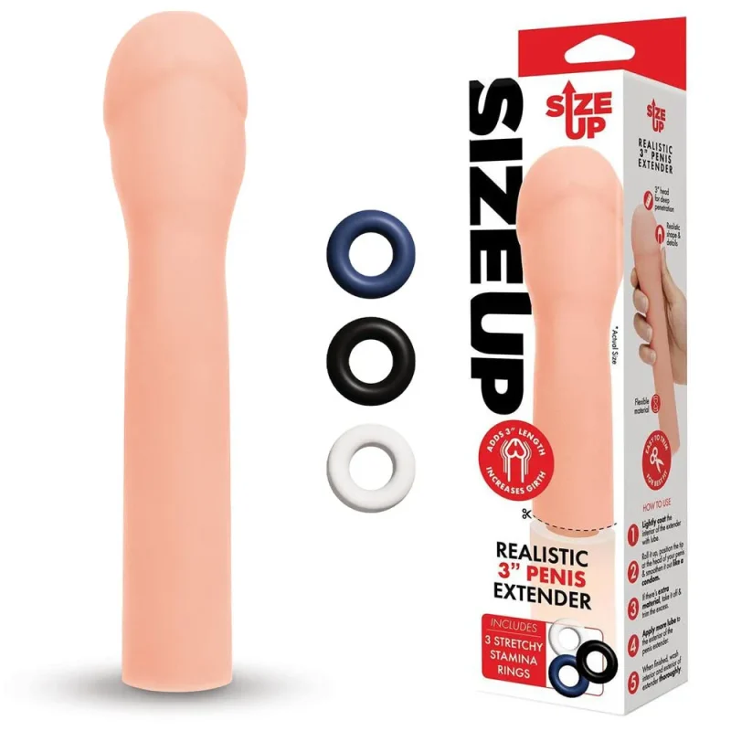 3 realistic penis extender flesh 7 6 cm sleeve