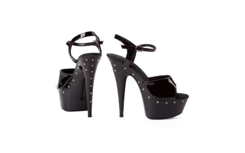 6in black rhinestone platform shoes