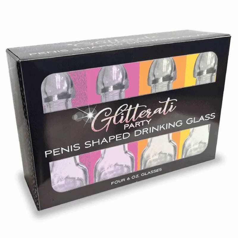 6oz glitterati penis drinking glass set