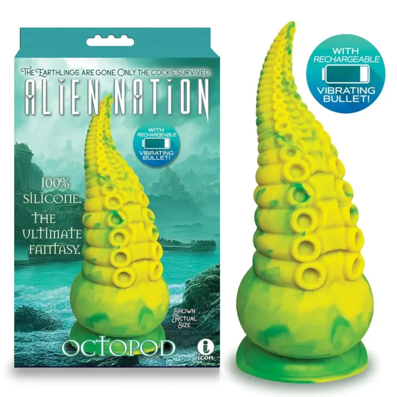 alien nation octopod yellow green 22 9cm usb rechargeable vibe