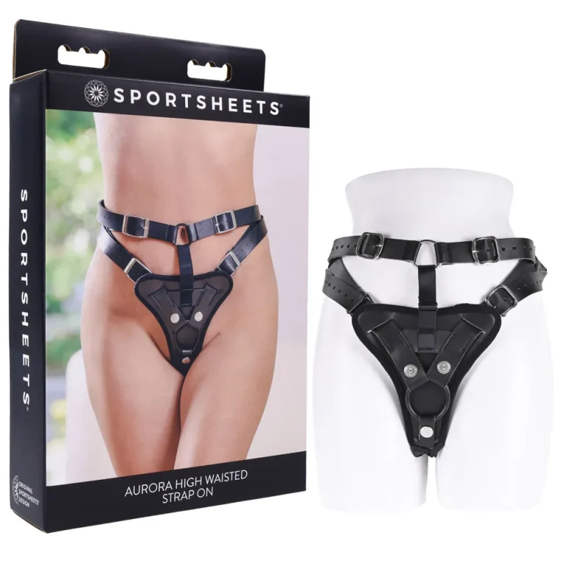 aurora high waist strap on harness black adjustable no probe