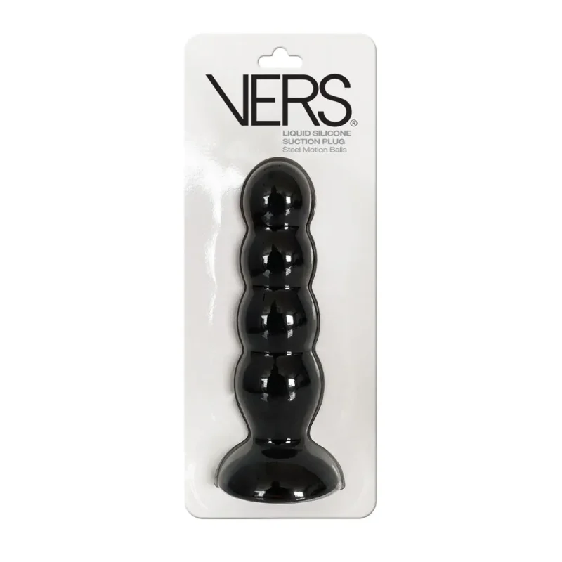 black 16 5cm butt plug with steel balls liquid silicone suction plug