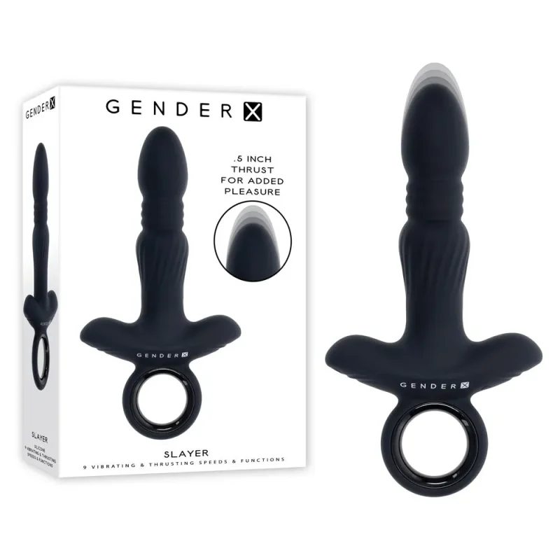 black 20cm usb rechargeable thrusting vibrator plug