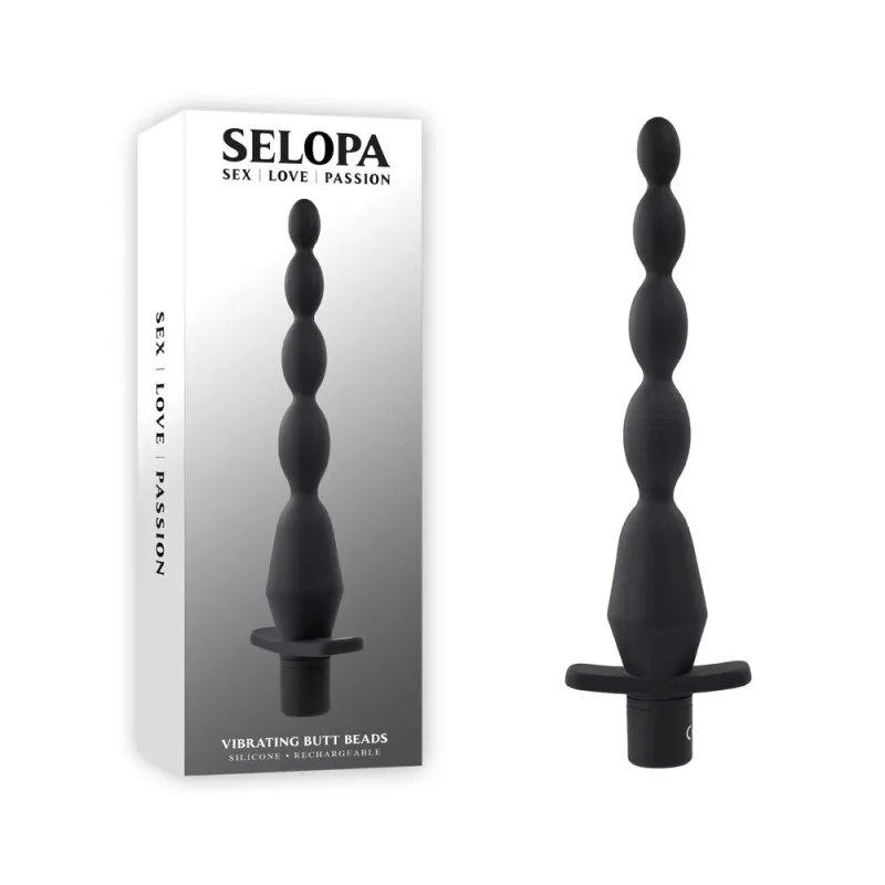 black 22cm usb rechargeable vibrating anal beads selopa