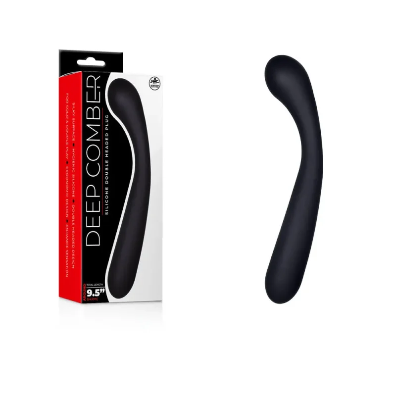 black 24cm silicone double dildo deep comber