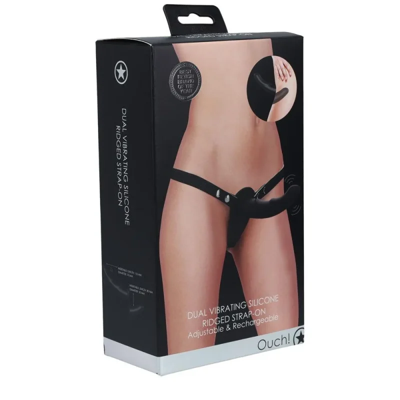 black dual vibrating silicone strap on ouch