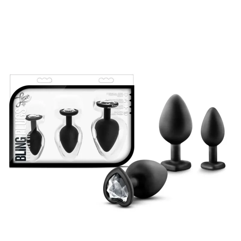 black luxe bling plugs kit with crystal gems