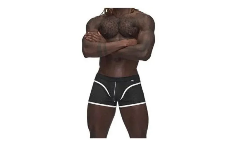 black mesh sport mini shorts for men