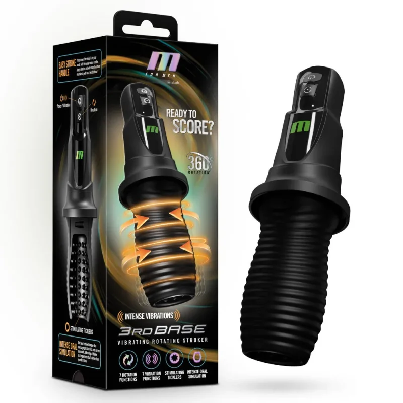 black rechargeable vibrating rotating men s stroker