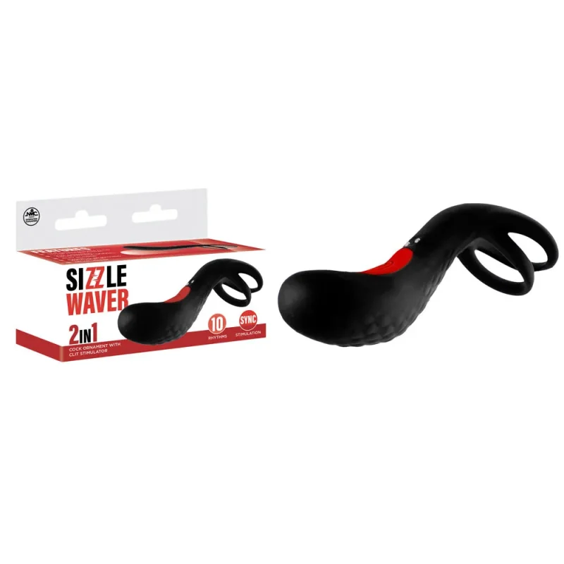 black usb rechargeable vibrating cock ring sizzle waver