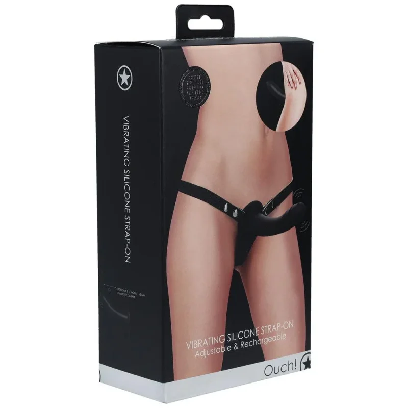 black vibrating silicone strap on ouch