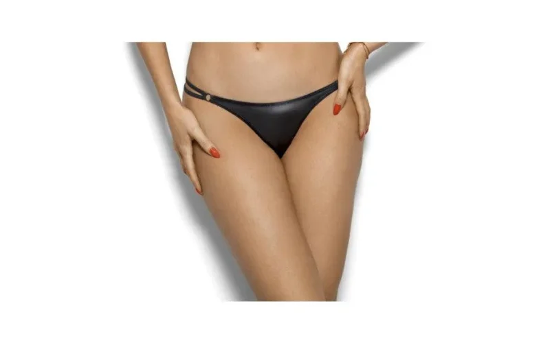 black wetlook stretch g string