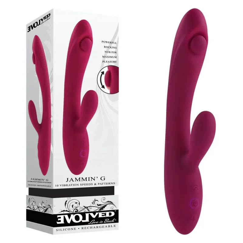 burgundy 20 1 cm usb rabbit vibrator jammin g by evolved