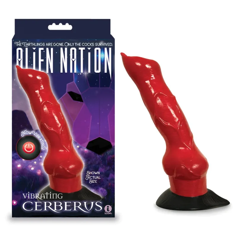 cerberus red vibrating dog shaped 20 3cm fantasy dong