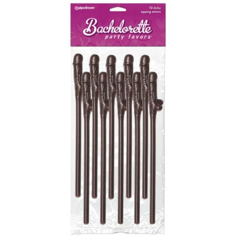 chocolate dicky sipping straws set of 10 bachelorette party favors