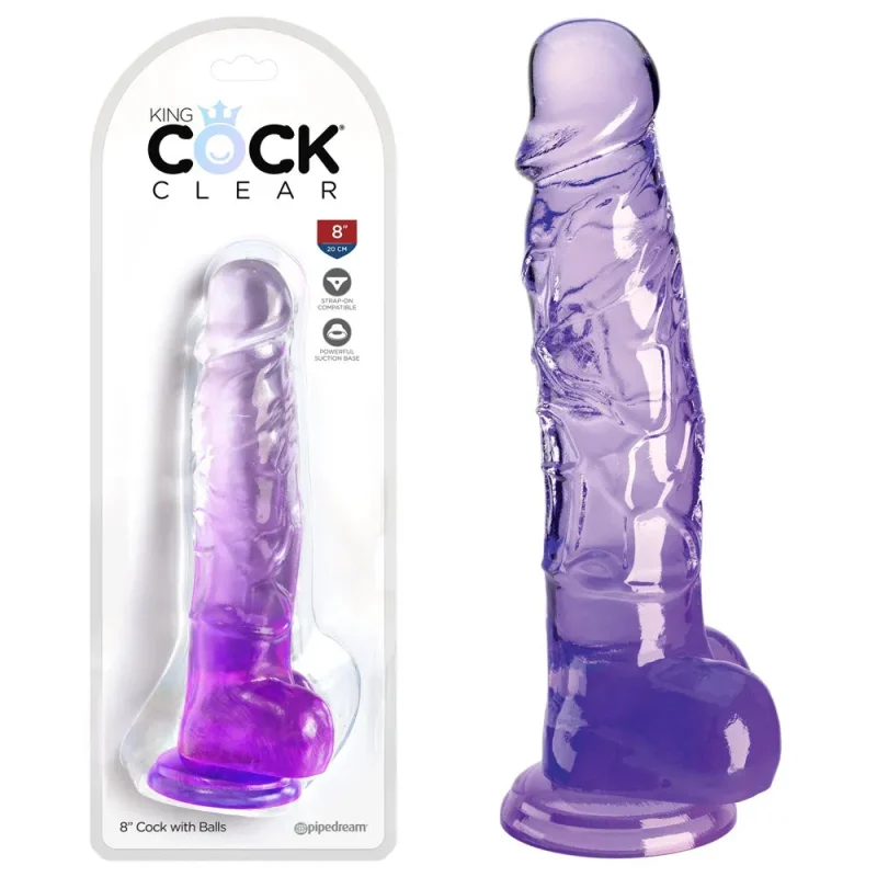 clear 8 king cock with balls purple 20 3cm