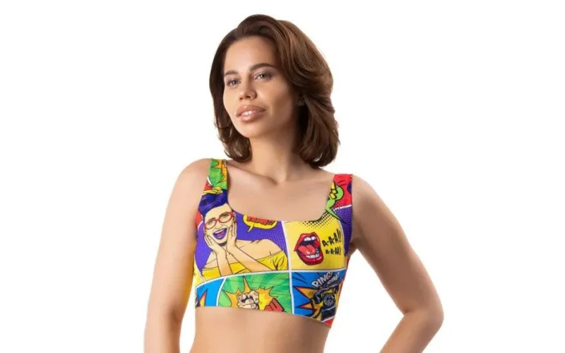 comic print crop top for women