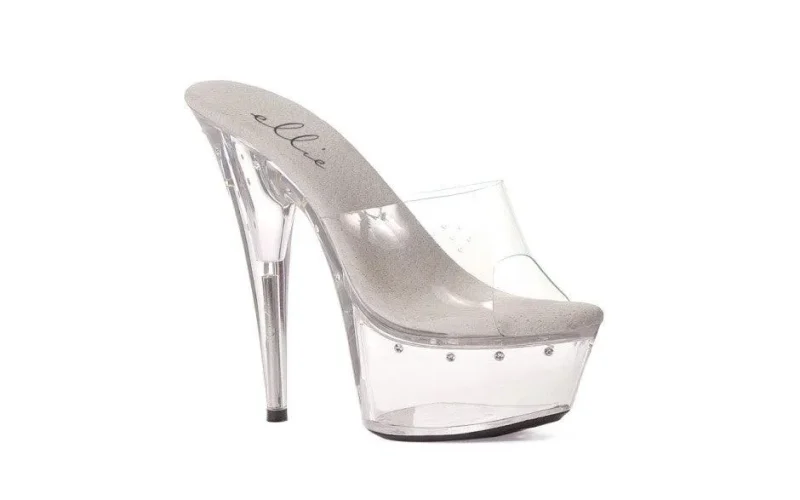 crystal rhinestone clear 6in platform slip ons