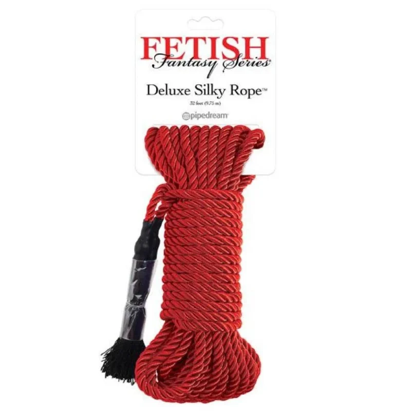 deluxe red bondage rope 9 75m silky rope for fetish fantasy