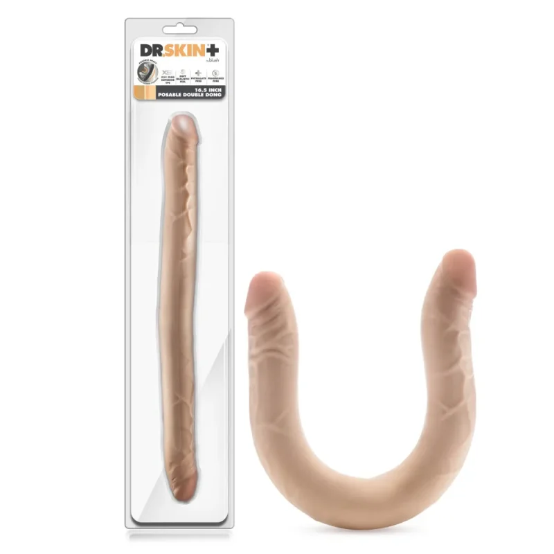 dr skin plus 16 5 posable double dong flesh 42 cm