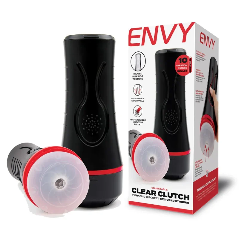 envy clear squeezable clutch stroker vibrating masturbator