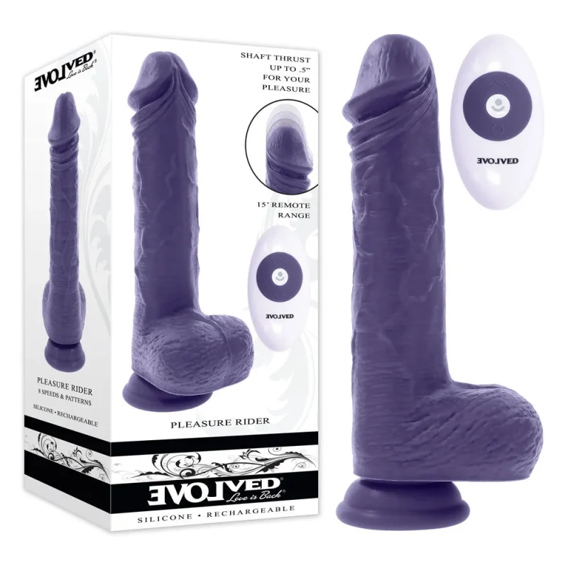 evolved pleasure rider 22 2cm blue usb rechargeable vibrating thrusting dildo with remote