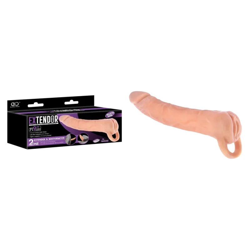 extendor 9 2 in 1 penis extender masturbator 22 9 cm flesh sleeve with vagina