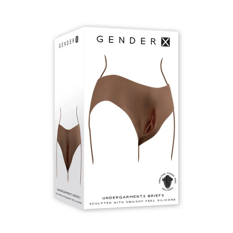 gender x dark brown wearable vagina briefs underwear