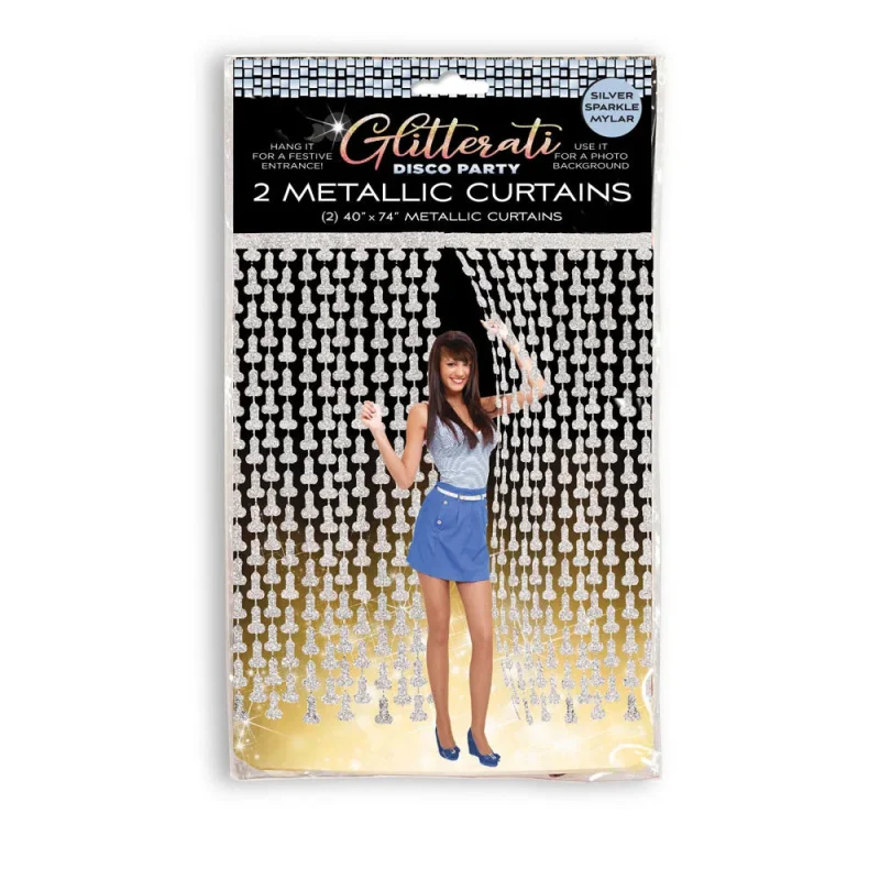 glitter disco metallic penis party curtains