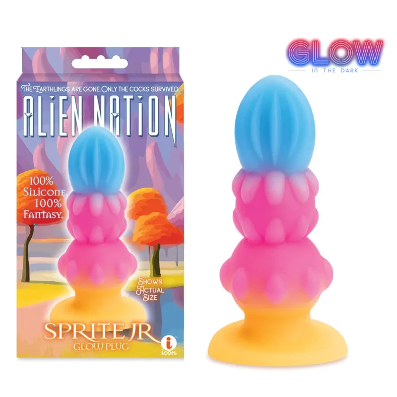 glow in dark alien nation sprite jr 10 8cm fantasy anal plug