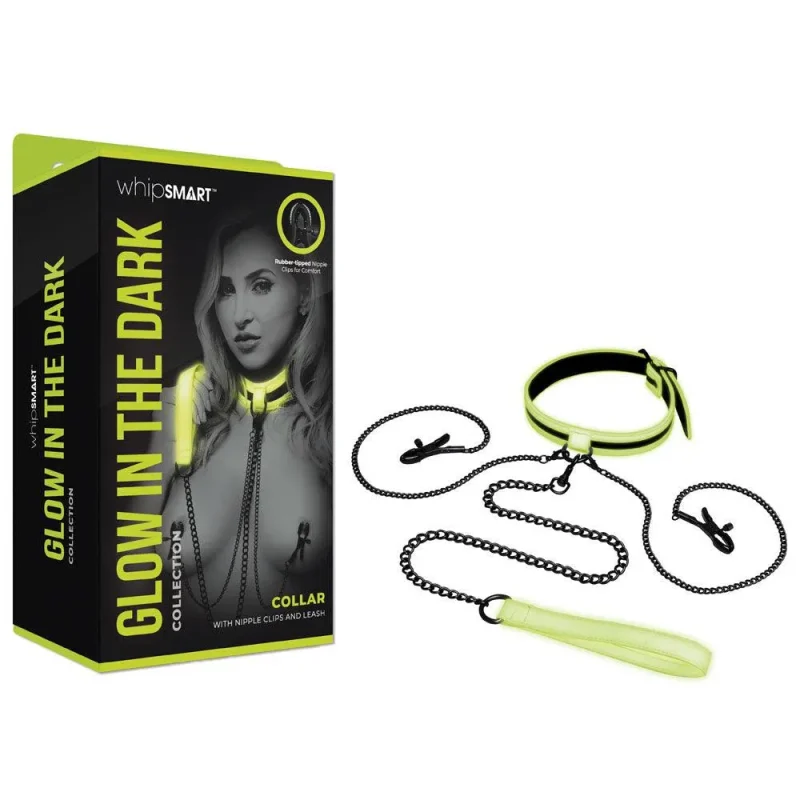 glow in dark collar set nipple clips leash