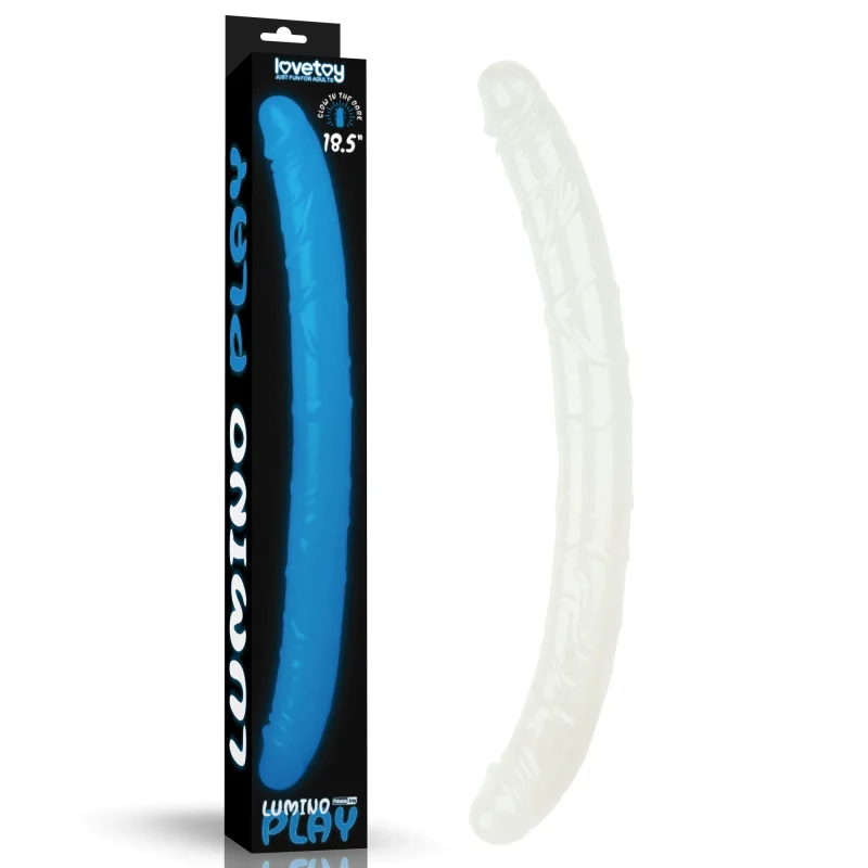 glow in the dark 18 5 double dildo 47cm blue double dong