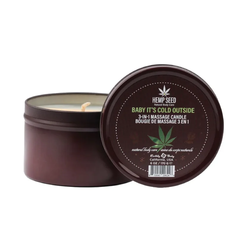 hemp massage candle winter rose cedarwood snowflakes 170g