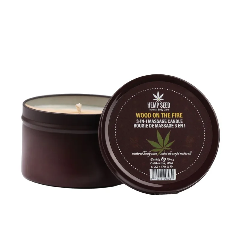 hemp seed massage candle woodsy jasmine lily amber 170g