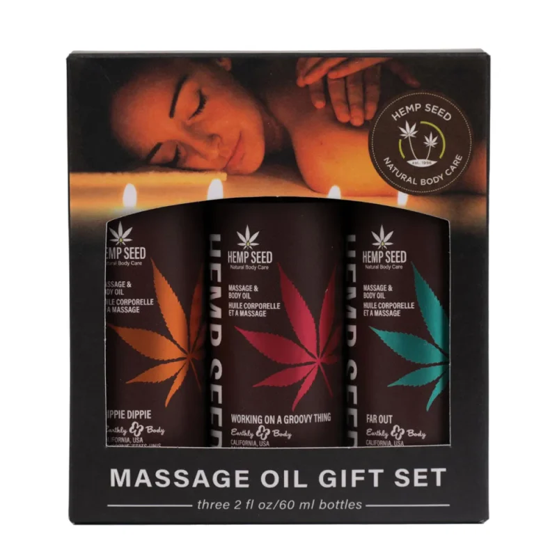 hemp seed massage oil gift set 3 scented oils 59ml each