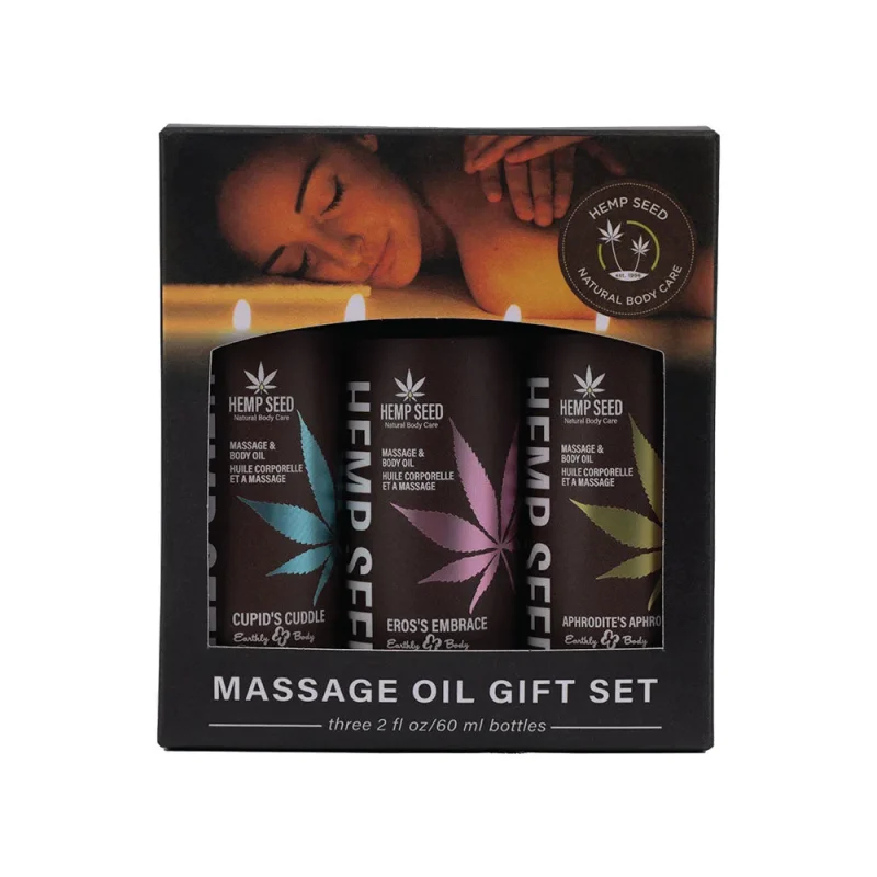 hemp seed massage oil trio set scented oils 3 x 59 ml