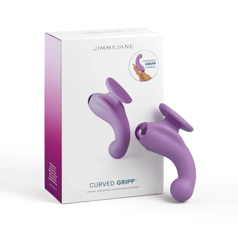 jimmyjane curved gripp purple usb rechargeable finger massager