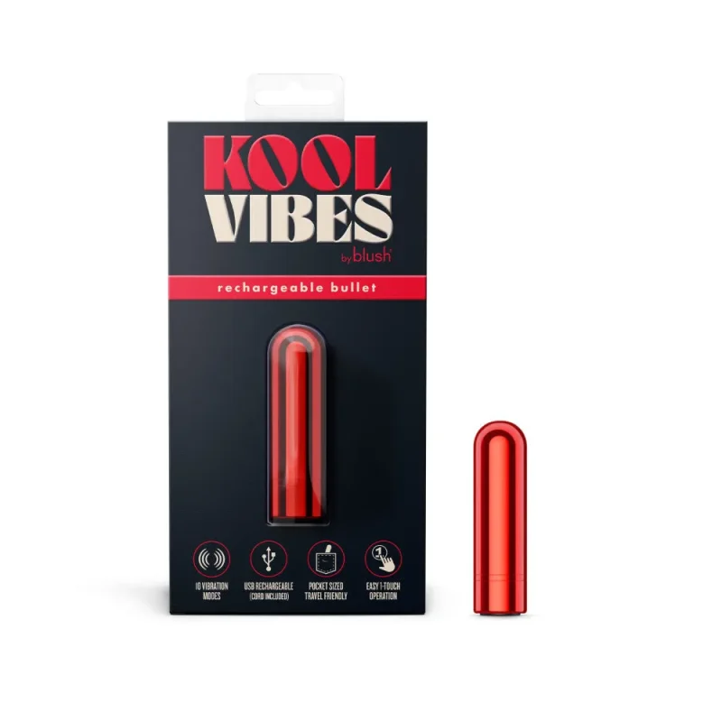 kool vibes rechargeable mini bullet cherry red 6 4cm usb bullet