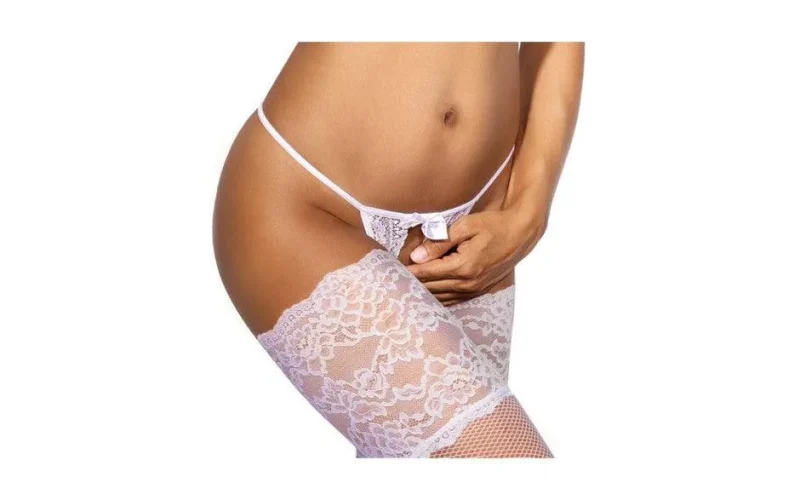 lace front g string white open style