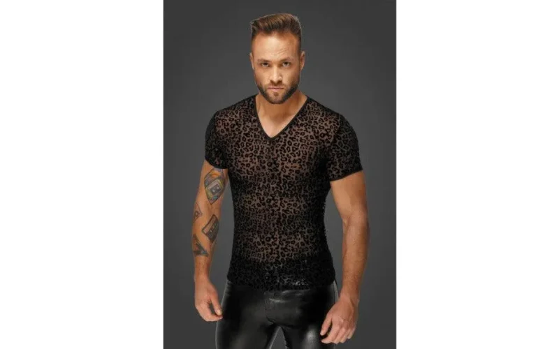 leopard print v neck tee