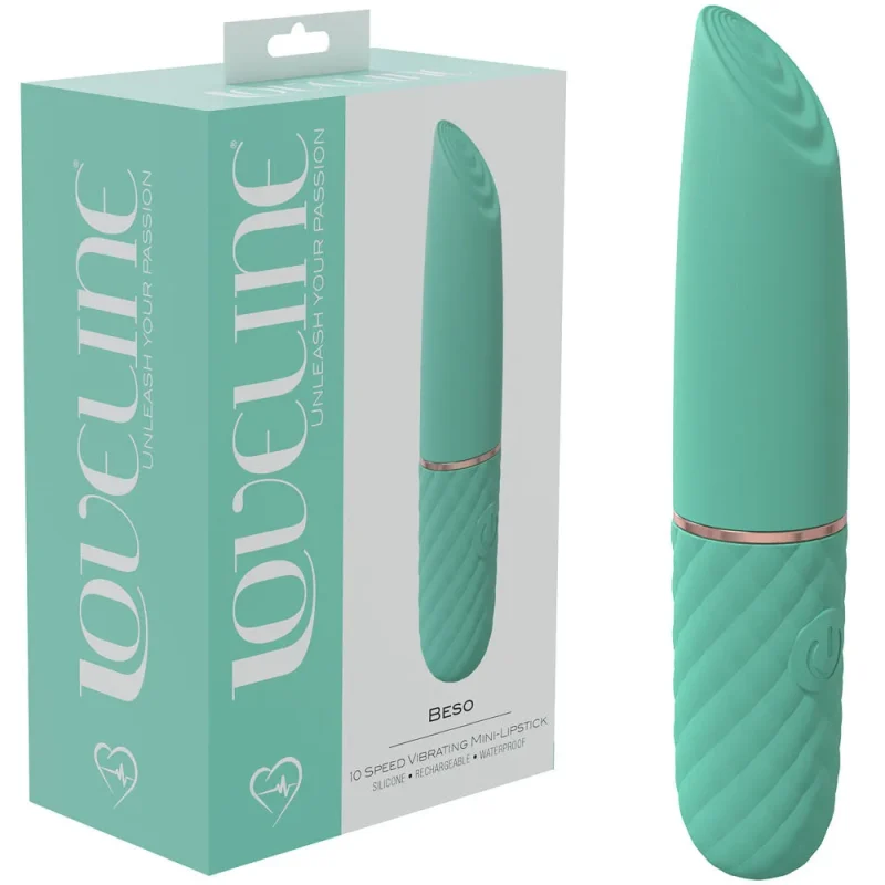 loveline beso green 10 6cm usb rechargeable lipstick vibrator