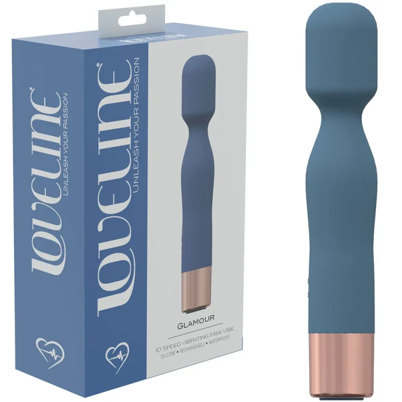 loveline glamour blue 14 4cm usb rechargeable wand massager