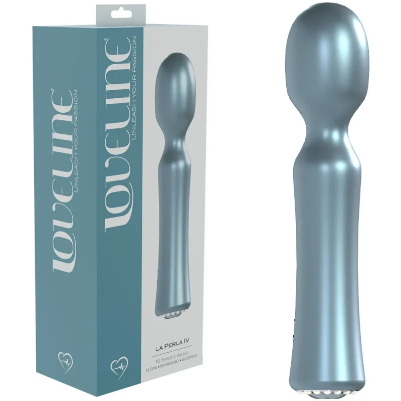 loveline la perla iv pearlescent blue 19 2cm usb rechargeable massage wand